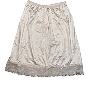 Vintage Cream Half Slip with Lace Hem and Bow Size Medium